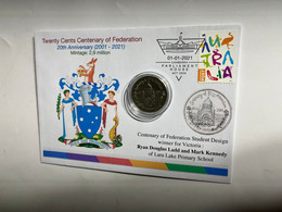 (1 N 34) 20 Cent "Scarce" Coin - 20th Anniversary - Victoria - Centenary Of Federation Coin (20th Anni. Cover) - 20 Cents