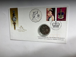 (1 N 34) Australia - Queen Elizabeth Birthday FDC 2003 With Queen Elizabeth 2000 Visit To Austrlaia 50-cents Coin - 50 Cents