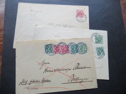 AD Württemberg 1897 - 1906 Kleiner Posten Mit 3 Dienstumschlägen / 1x Durch Eilboten Mit 4 Zusatzfrankaturen - Ganzsachen