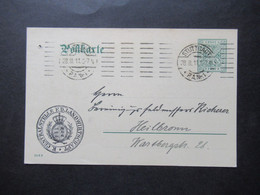 AD Württemberg 1911 Ganzsache Amtlicher Verkehr Dienst PK K. Centralstelle F.D. Landwirtschaft Stempel Stuttgart - Enteros Postales