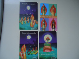 THAILAND USED CARDS  SET 4 SNAKES COMBRA - Crocodiles And Alligators