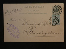 BJ17 BELGIQUE  BELLE CARTE  ENTIER 1894  BRUXELLES A  BIRMINGAM U.K   ++ AFFRANCH. INTERESSANT - Autres & Non Classés