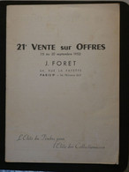 BJ17 France CATALOGUE   VENTE SUR OFFRES 1952 +++ 27 PAGES+J. FORET A PARIS +++ - Catalogi Van Veilinghuizen