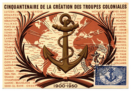 France N°889 - Troupes Coloniales - Carte Maximum - TB - 1950-1959