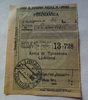 RICEVUTA PRIZNANICA LUBIANA 2 LJUBLJANA 1944 Italia Slovenija Occupazione Okupacija - Ljubljana