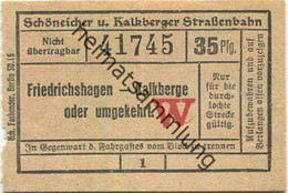 Deutschland - Schöneiche Kalkberge - Schöneicher Und Kalkberger Strassenbahn - Fahrschein 35Pfg. - Friedrichshagen Kalkb - Europa