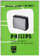 Mode Emploi Et Certificat De Garantie Téléviseur Portable TV TF 1971 Philips Notice Explicative De 8 Pages - Material Und Zubehör