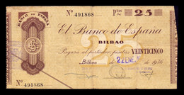 España Spain Guerra Civil Bilbao 25 Pesetas 1936 Pick S552i MBC VF - 25 Peseten