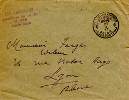 BELGIQUE - LETTRE EN FRANCHISE PMB6 + JOSE CHANDELON AUMONIER DE 1RE CL. D. 239 ARMEE BELGE, 1917 - Belgisch Leger