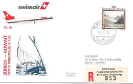 Liechtenstein: 1983 Swissair Air Mail Brief Zürich - Safat, Kuwait - Lettres & Documents