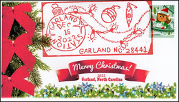 USA 2022 Christmas, Big Red Pictorial Postmark, Event Cover, Garland NC, Bows (**) United States USA - Cartas & Documentos