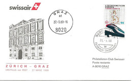 Liechtenstein: 1988 Swissair Air Mail Brief Zürich - Graz - Covers & Documents
