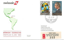 Liechtenstein: 1985 Swissair Air Mail Brief Zürich - Caracas - Brieven En Documenten