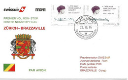 Liechtenstein: 1996 Swissair Air Mail Brief Zürich - Brazzaville (nonstop) - Briefe U. Dokumente