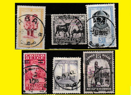 (°) ABA BELGIAN CONGO / CONGO BELGE = CANCELATION STUDY = 6 STAMPS [-D-] COB 163+181+217+121+290+288-A - Plaatfouten En Curiosa