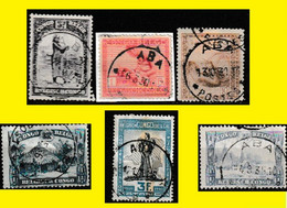 (°) ABA BELGIAN CONGO / CONGO BELGE = CANCELATION STUDY = 6 STAMPS [-E-] COB 298+181+171+178+126+110 - Abarten Und Kuriositäten