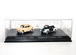 RENAULT 4CV 1954 + RENAULT 4 CV POLICE 1955 - VOITURE AUTOMOBILE MINIATURE 1/87 - ANCIEN MODELE REDUIT (1712.1) - Schaal 1:87