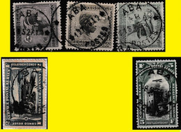 (°) ABA BELGIAN CONGO / CONGO BELGE = CANCELATION STUDY = 5 STAMPS [-G-] COB 107+108+121+PA2+PA5 - Varietà E Curiosità