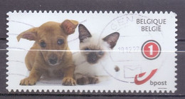 België - Duostamp  - Hond + Kat  - Zonder Papierresten - Usados