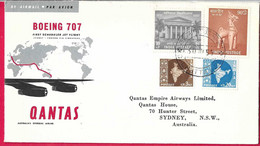 AUSTRALIA - FIRST JET FLIGHT QANTAS ON B.707 FROM CALCUTTA TO SYDNEY *30.10.1959 *ON OFFICIAL ENVELOPE - First Flight Covers