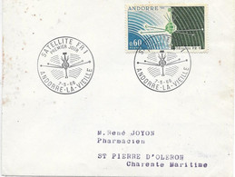 ANDORRE -  TIMBRES N° 177    -  SATELLITE FR1     - 1ER JOUR   -  SEUL SUR LETTRE   - 1966 - Lettres & Documents