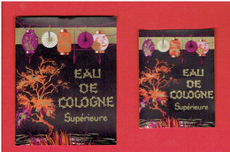 2 ETIQUETTES EAU DE COLOGNE SUPERIEURE VERS 1920 DECOR ASIATIQUE - Etichette