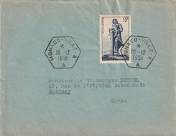MONACO Lettre MONACO - VILLE - A 1951 Inauguration Statue Prince Albert - Covers & Documents
