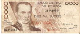 BILLETE DE ECUADOR DE 10000 SUCRES DEL 8 DE AGOSTO DEL 1995 (BANKNOTE) - Equateur