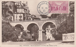 MONACO N° 96 Sur Carte Postale  CARTE MAXIMUM Eglise Sainte Dévote Et Pont Du Chemin De Fer - Covers & Documents