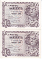 PAREJA CORRELATIVA DE 1 PESETA DEL AÑO 1948 DE LA DAMA DE ELCHE SERIE J SIN CIRCULAR (SC) - 1-2 Pesetas