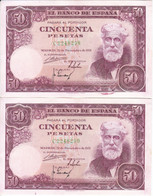 PAREJA CORRELATIVA DE 50 PESETAS DEL AÑO 1951 DE ROSIÑOL SERIE C SIN CIRCULAR (SC) - 50 Pesetas