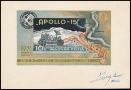 1971 Légrády Sándor: Apollo-15 10Ft Blokkterv, A Tervező Aláírásával. Képméret: 150 X 85 Mm - Other & Unclassified