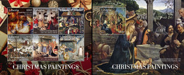 Liberia 2022, Christmas, Painting, Botticelli, Reni, Giotto, 6val In BF+BF - Cuadros