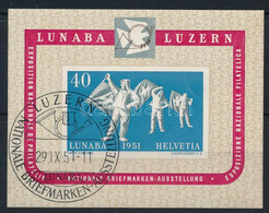 O 1951 LUNABA Bélyegkiállítás Blokk Mi 14 Elsőnapi Alkalmi Bélyegzéssel - Sonstige & Ohne Zuordnung