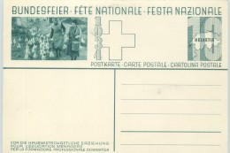1934  Bundesfeier - Fête Nationale  Bild  Hühnerfütterung - Postwaardestukken