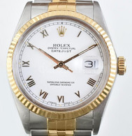 Rolex Datejust 36 16013 Típusú Férfi Karóra, 1987. D: 36mm. (Au/18k) Arany Lünettával, Arany Római Számos Fehér Számlapp - Sonstige & Ohne Zuordnung