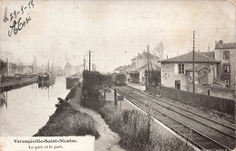 CPA Varangeville Saint Nicolas - La Gare Et Le Port - Chemin De Fer - Oblit Avricourt à Nancy - Franchise Militaire - Stations With Trains