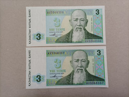 Pareja Correlativa De Kazajistan De 3 Tenge, Año 1993, UNC - Kazakistan