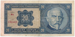 Csehszlovákia 1926. 20K "Fe 128482" T:III,III- Czechoslovakia 1926. 20 Korun "Fe 128482" C:F,VG Krause P#21 - Unclassified