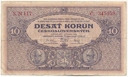 Csehszlovákia 1927. 10K "N 117 345959" T:III,III- Czechoslovakia 1927. 10 Korun "N 117 345959" C:F,VG Krause P#20 - Unclassified