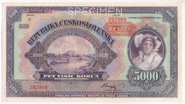 Csehszlovákia 1943. (1920) 5000K "C 292909", "SPECIMEN (MINTA)" Perforációval, Piros Felülbélyegzéssel T:I,I- Czechoslov - Unclassified