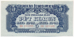 Csehszlovákia 1944. 5K "EK 411308", "SPECIMEN (MINTA)" Perforációval T:I,I- Czechoslovakia 1944. 5 Korun "EK 411308", Wi - Unclassified