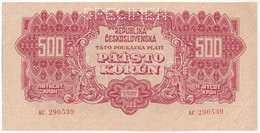 Csehszlovákia 1944. 500K "AC 290539", "SPECIMEN (MINTA)" Perforációval T:I- Kis Sarokhajlás Czechoslovakia 1944. 500 Kor - Unclassified