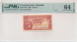 Csehszlovákia 1949. 5K "A 42 191451" Lezárt PMG Tokban T:I Czechoslovakia 1949. 5 Korun "A 42 191451" In Sealed PMG Case - Unclassified