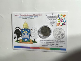 (1 N 39) 20 Cent "Scarce" Coin - 20th Anniversary - ACT - Centenary Of Federation Coin (20th Anni. Cover) - 20 Cents