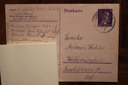 1942 Regenstauf Waldmünchen Cover Entier Ganzsache Dt Reich Drucksache - Autres & Non Classés