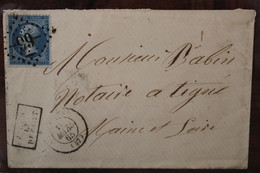 1865 Napoléon III Angers Tigné Après Le Départ Cover GC 99 - 1862 Napoleon III