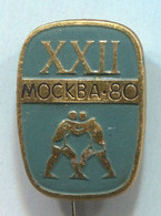 Wrestling - Moscow 1980. Olympic Olympiade, Vintage Pin Badge Abzeichen - Lucha