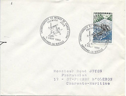 ANDORRE  - TIMBRE N° 196 -   CHAMPIONNAT DU MONDE DE CANOE KAYAK   - 1ER JOUR  -  SEUL SUR LETTRE  -  1969 - Lettres & Documents