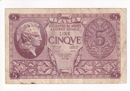 ITALIA 5 LIRE 1944 CAT. 14B - Italië– 5 Lire